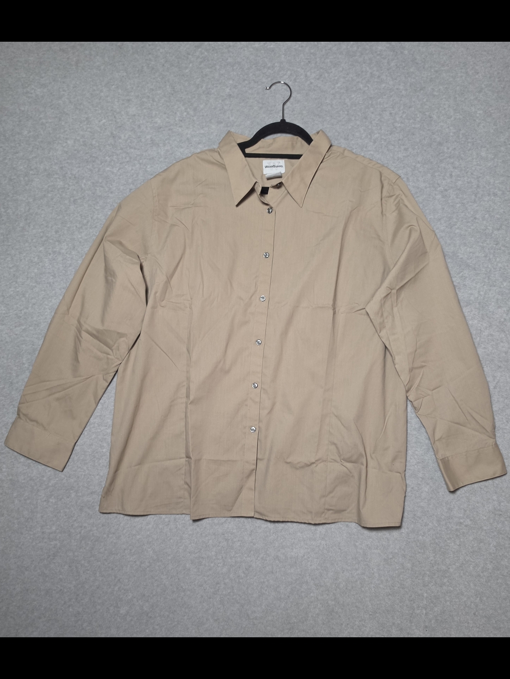 Khaki Tan Women's Plus Size 3XL Long Sleeve Button Down Shirt Work Uniform